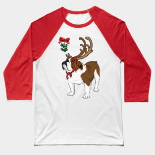 Bulldog Beneath Mistletoe Baseball T-Shirt